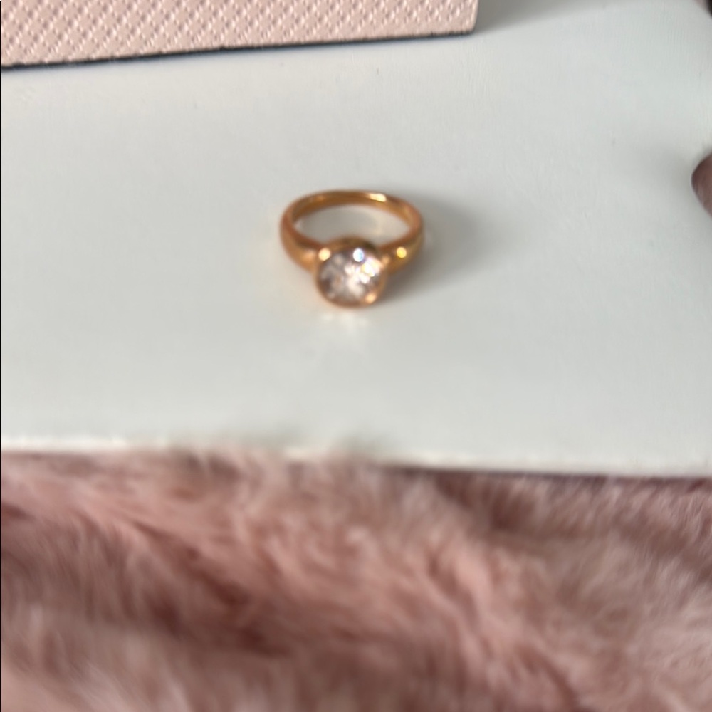 Touchstone Crystal by Swarovski Rose Gold Bezel Solitaire Ring